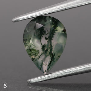 Moss agate | green color, pear-cut, 8x6mm, 0.80ct - choose yours