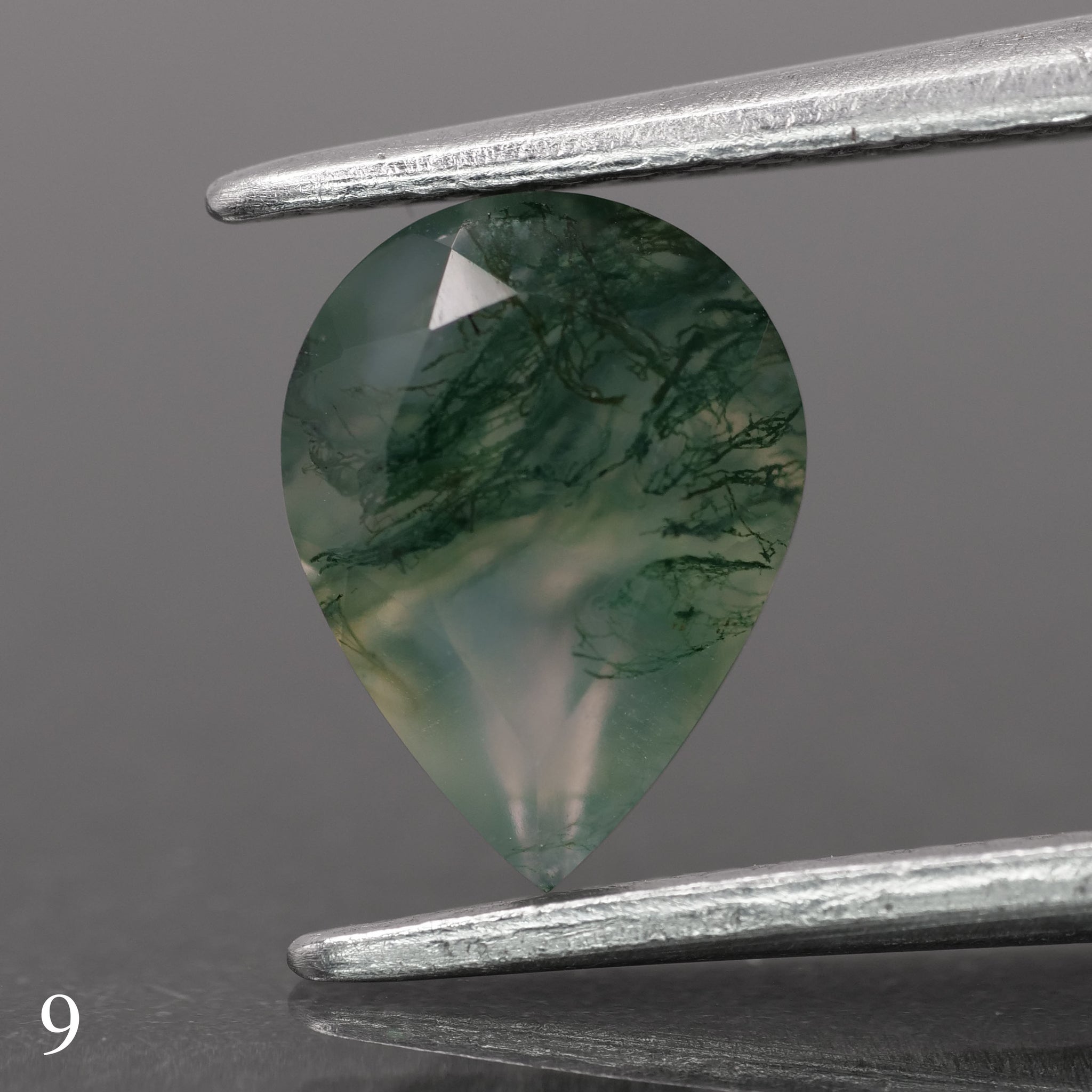 Moss agate | green color, pear-cut, 8x6mm, 0.80ct - choose yours