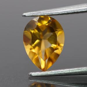 Citrine | natural, orange color, pear-cut, 8x6mm, 1ct