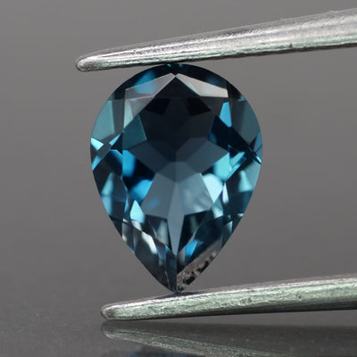 Topaz | natural, London blue color, pear-cut, 8x6mm, 1.1ct - Eden Garden Jewelry™