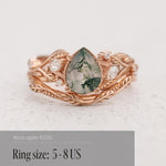READY TO SHIP: Patricia bridal set with moss agate and diamonds, 14K rose gold, AVAILABLE RING SIZES: 5 - 8 US - Eden Garden Jewelry™