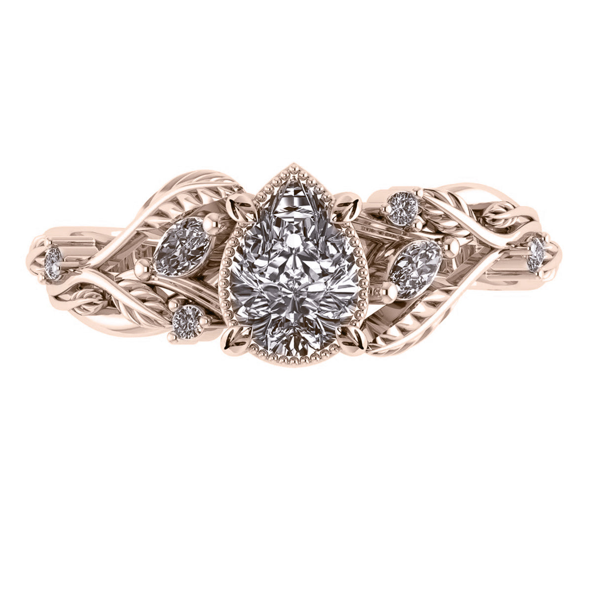 Patricia asymmetric | engagement ring setting for pear cut gemstone 7x5 mm - Eden Garden Jewelry™