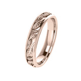 Men's leaf carved wedding band, 4 mm wide / Patricia