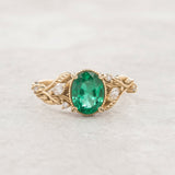 Natural emerald and diamonds engagement ring / Patricia - Eden Garden Jewelry™