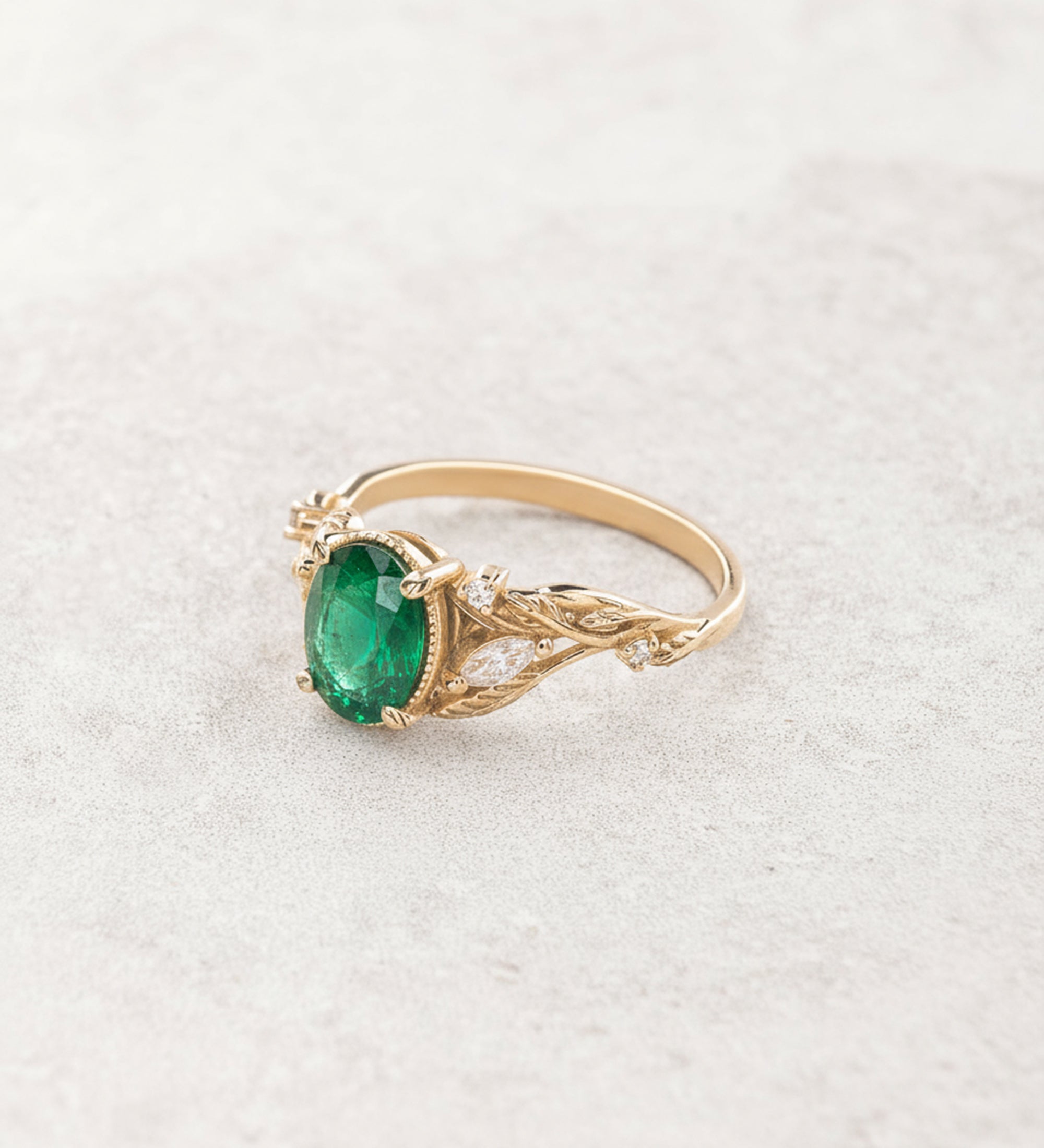 Natural emerald and diamonds engagement ring / Patricia - Eden Garden Jewelry™