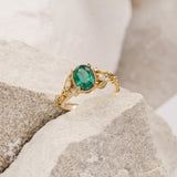 Natural emerald and diamonds engagement ring / Patricia - Eden Garden Jewelry™