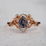 Pear cut alexandrite and diamonds engagement ring / Lida small - Eden Garden Jewelry™