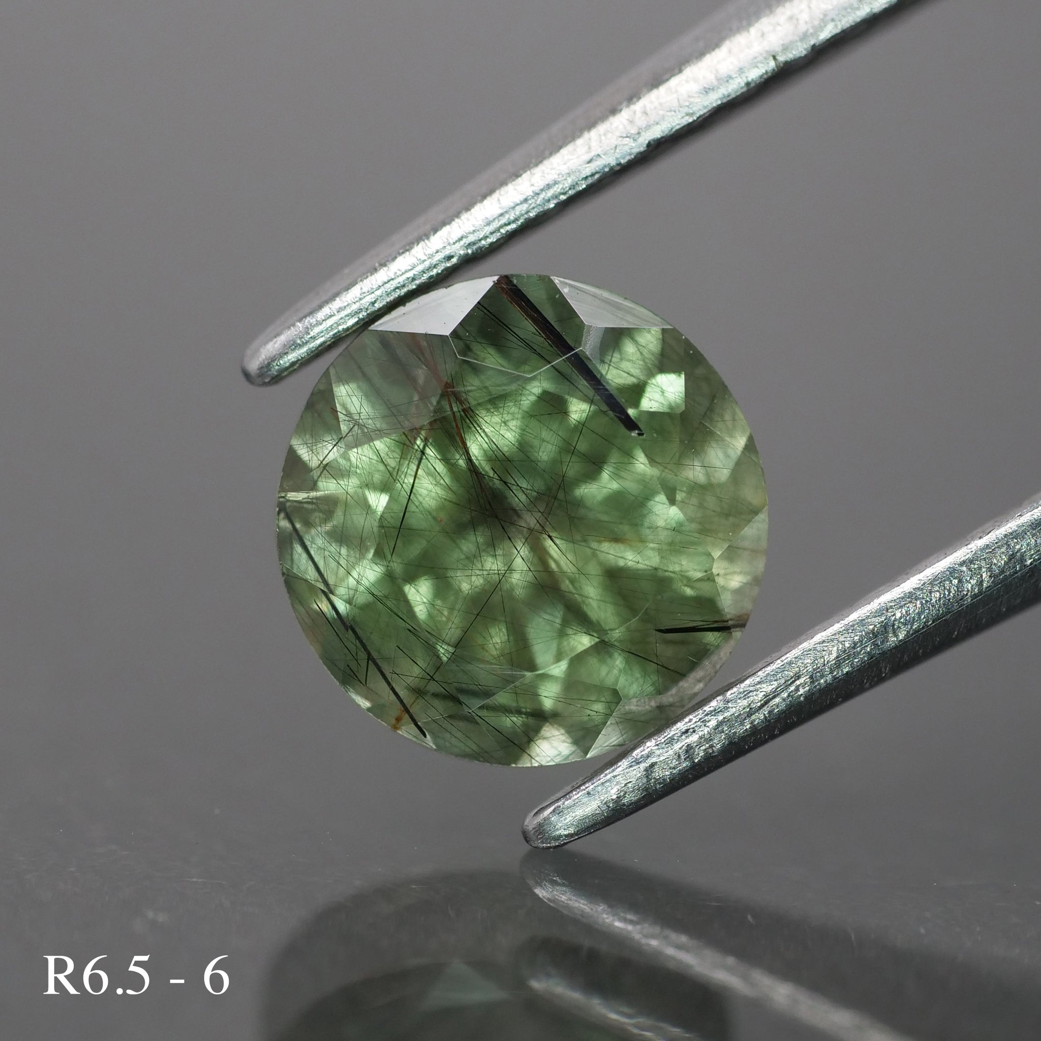 Rutile Peridot | natural, green color, round-cut, 6.5mm, *0.9 ct - choose yours