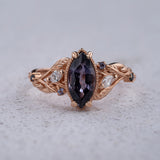 READY TO SHIP: One-of-a-kind Patricia ring with purplish gray sapphire, 14K rose gold, AVAILABLE RING SIZES: 5.5 - 8.5 US