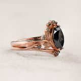 READY TO SHIP: Unique Iris bridal set in 14K rose gold with natural salt&pepper diamond & natural accent diamonds, AVAILABLE RING SIZES: 5.5 - 8.5 US - Eden Garden Jewelry™