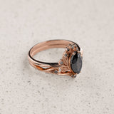 READY TO SHIP: Unique Iris bridal set in 14K rose gold with natural salt&pepper diamond & natural accent diamonds, AVAILABLE RING SIZES: 5.5 - 8.5 US - Eden Garden Jewelry™
