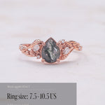 READY TO SHIP: Patricia ring in 14K or 18K rose gold, natural moss agate pear cut 8x6 mm, accent lab grown diamonds, AVAILABLE RING SIZES: 4.5 - 9.5 US - Eden Garden Jewelry™