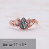 READY TO SHIP: Patricia ring in 14K or 18K rose gold, natural moss agate pear cut 8x6 mm, accent lab grown diamonds, AVAILABLE RING SIZES: 4.5 - 9.5 US - Eden Garden Jewelry™