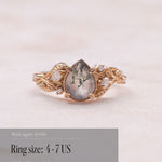 READY TO SHIP: Patricia ring in 14K or 18K yellow gold, natural moss agate pear cut 8x6 mm, accent moissanites, AVAILABLE RING SIZES: 4 - 9 US - Eden Garden Jewelry™