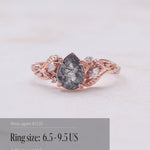 READY TO SHIP: Patricia ring in 14K or 18K rose gold, natural moss agate pear cut 8x6 mm, accent lab grown diamonds, AVAILABLE RING SIZES: 4.5 - 9.5 US - Eden Garden Jewelry™
