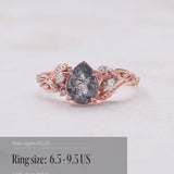 READY TO SHIP: Patricia ring in 14K or 18K rose gold, natural moss agate pear cut 8x6 mm, accent lab grown diamonds, AVAILABLE RING SIZES: 4.5 - 9.5 US - Eden Garden Jewelry™