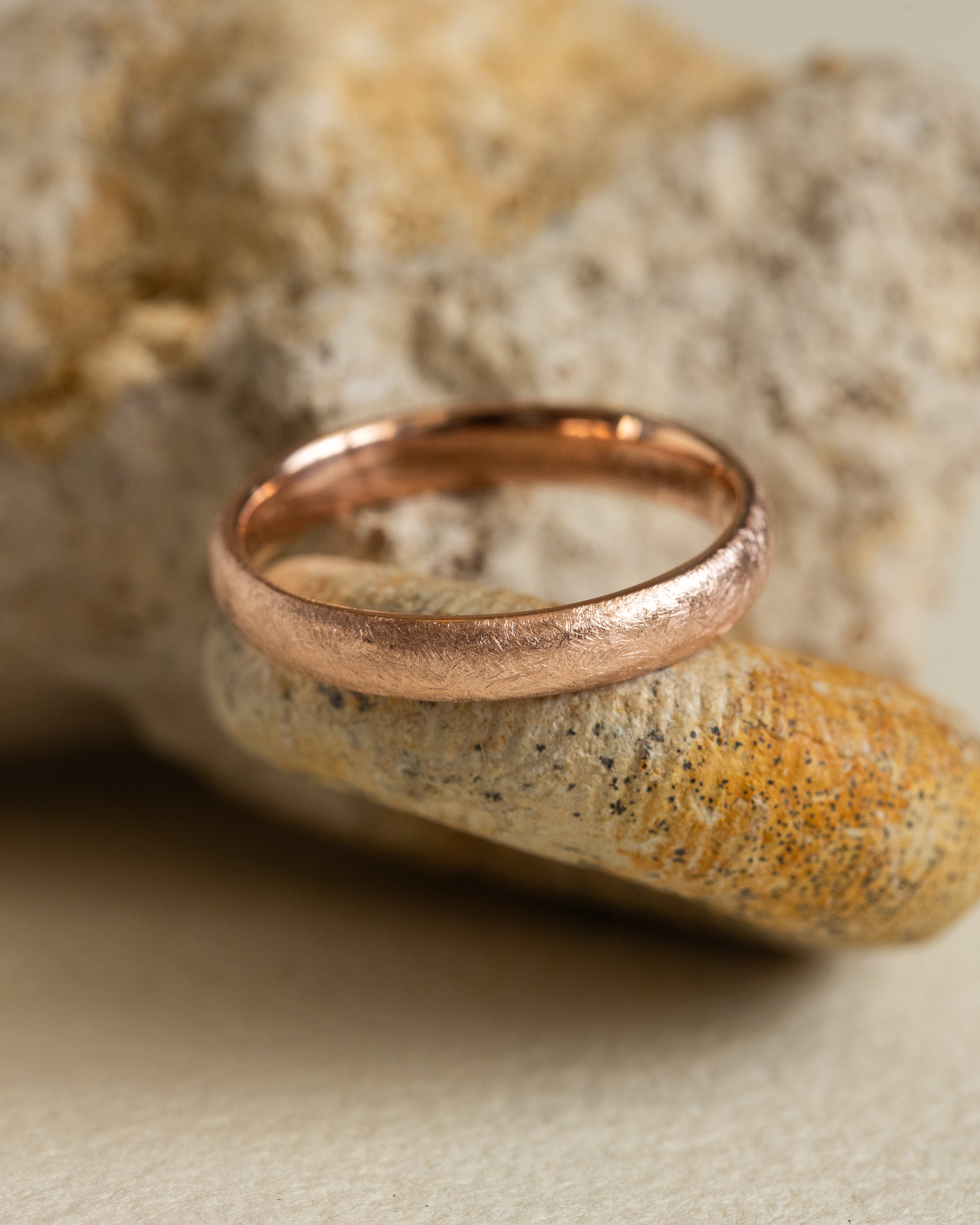 READY TO SHIP Rose Gold 4mm Wide Band: Matte Finish Ice Wedding Rings, AVAILABLE RING SIZES 9 US