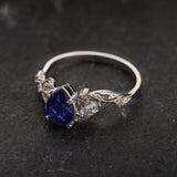 Royal Blue Sapphire Engagement Ring with Diamonds / Patricia