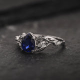 Royal Blue Sapphire Engagement Ring with Diamonds / Patricia