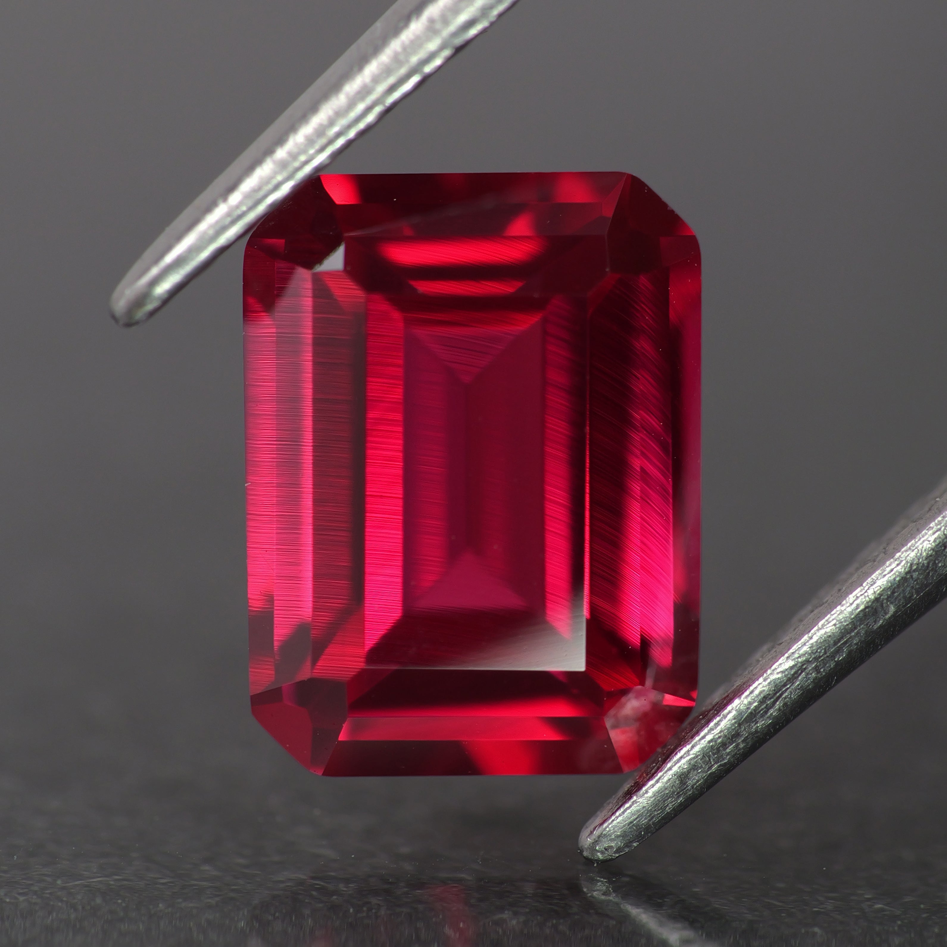 Ruby | red color, lab created, emerald-cut, 8x6mm, 1.9ct - Eden Garden Jewelry™