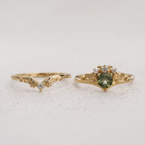 READY TO SHIP: Ariadne bridal ring set with rutile peridot, 14K yellow gold, AVAILABLE RING SIZES: 5.5 - 8.5 US