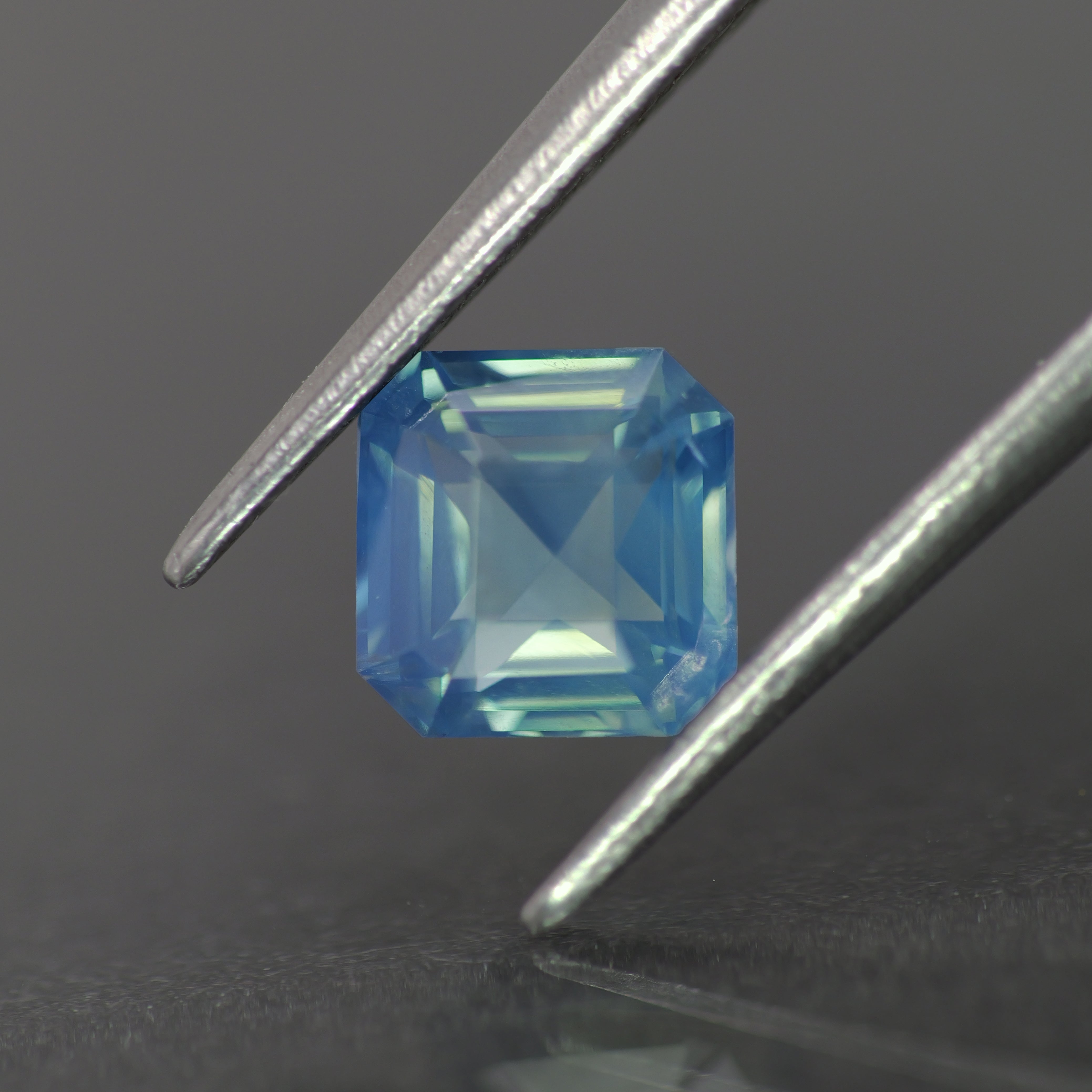 Opalescent Sapphire | CGL Certified | natural, greenish blue color, asscher-cut, *5.5mm, 1.1ct, Madagascar - Eden Garden Jewelry™