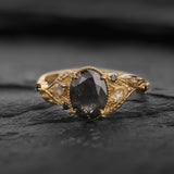 Salt and Pepper Diamond Engagement Ring with Moonstones & Black Diamonds / Patricia