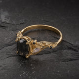 Salt and Pepper Diamond Engagement Ring with Moonstones & Black Diamonds / Patricia