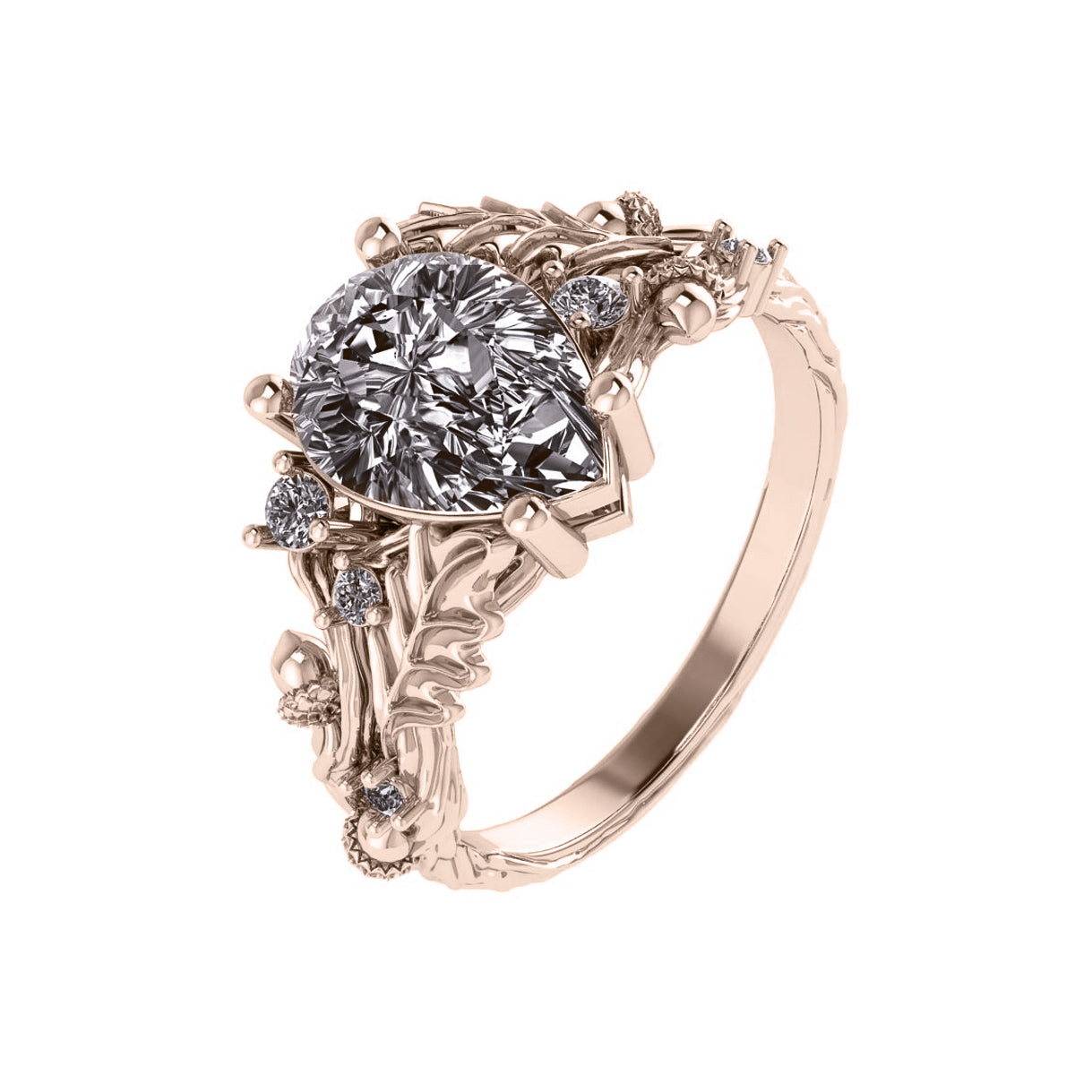 Silviya | custom engagement ring setting, pear-cut 10x7 mm - Eden Garden Jewelry™