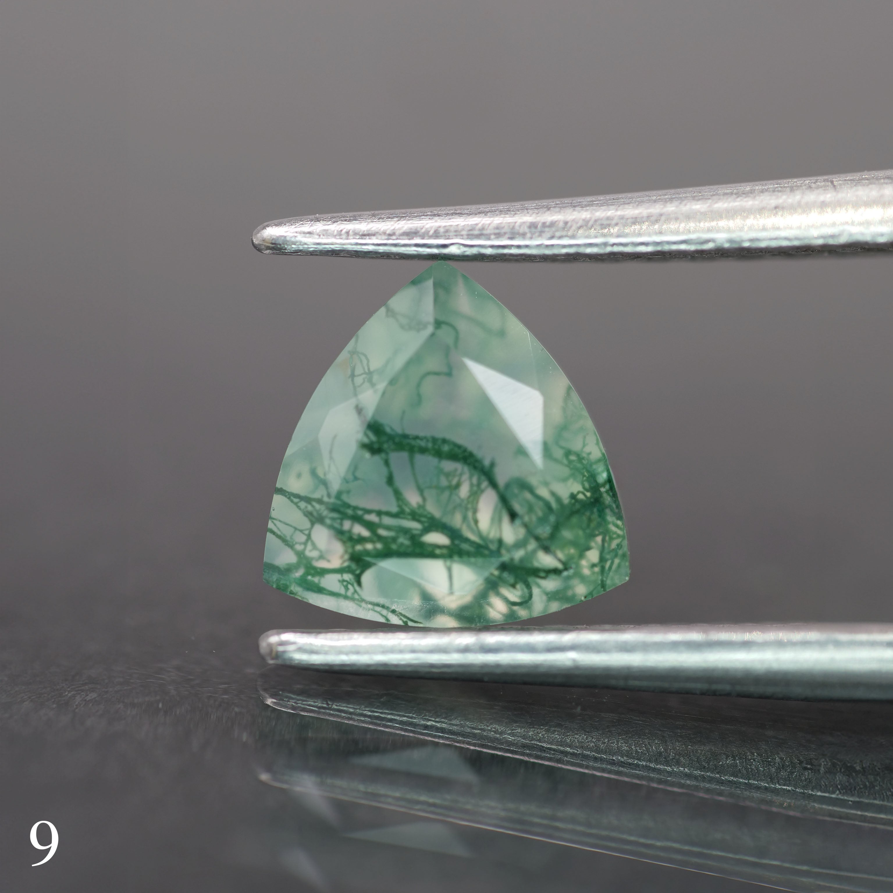 Moss agate | green color, trillion-cut, 6mm, 0.5ct - choose yours - Eden Garden Jewelry™