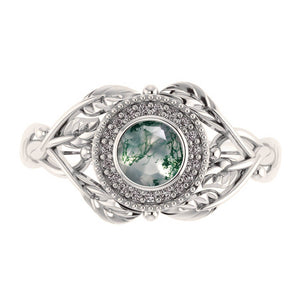 The 1st Payment: 6 instalments payment plan: Tilia halo ring with moss agate - Eden Garden Jewelry™