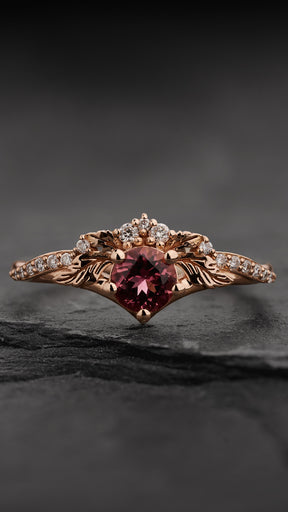 Timeless Engagement Ring with Pink Tourmaline & Accent Diamonds / Amelia - Eden Garden Jewelry™