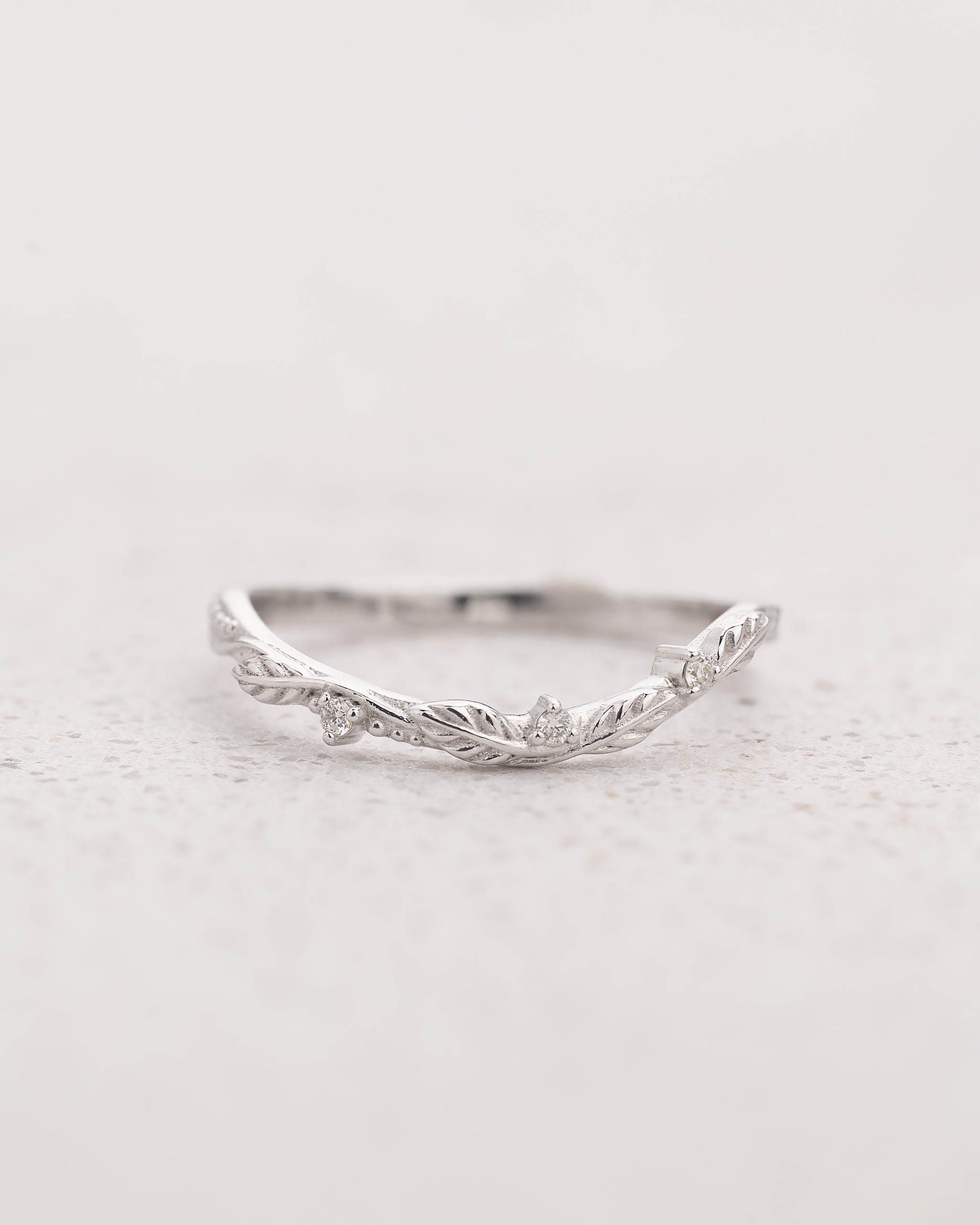 Twig Matching Wedding Band with Diamonds & Leaves / Patricia - Eden Garden Jewelry™