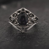 Unique Cosmic Bridal Set with Grey Spinel & Black Diamonds Engagement Ring / Galaxia