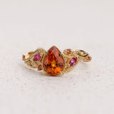 READY TO SHIP: Patricia ring with orange 8x6mm sapphire and accent sapphires & tourmalines, AVAILABLE RING SIZES: 5.5 - 8.5 US