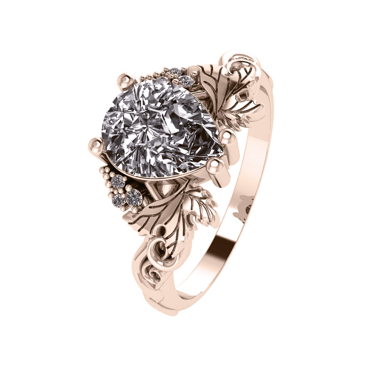 Vineyard | custom engagement ring setting, pear cut 9x7mm - Eden Garden Jewelry™