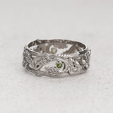 READY TO SHIP Oak leaves wedding band with green tourmalines, AVAILABLE RING SIZE: 11 US - Eden Garden Jewelry™