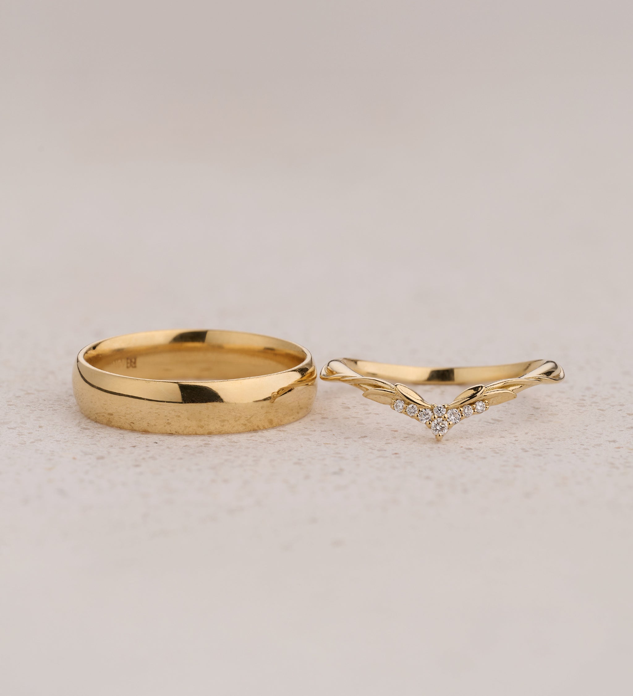 Wedding Bands Set for a Couple with Matching Diamond Ring for Ikar - Eden Garden Jewelry™