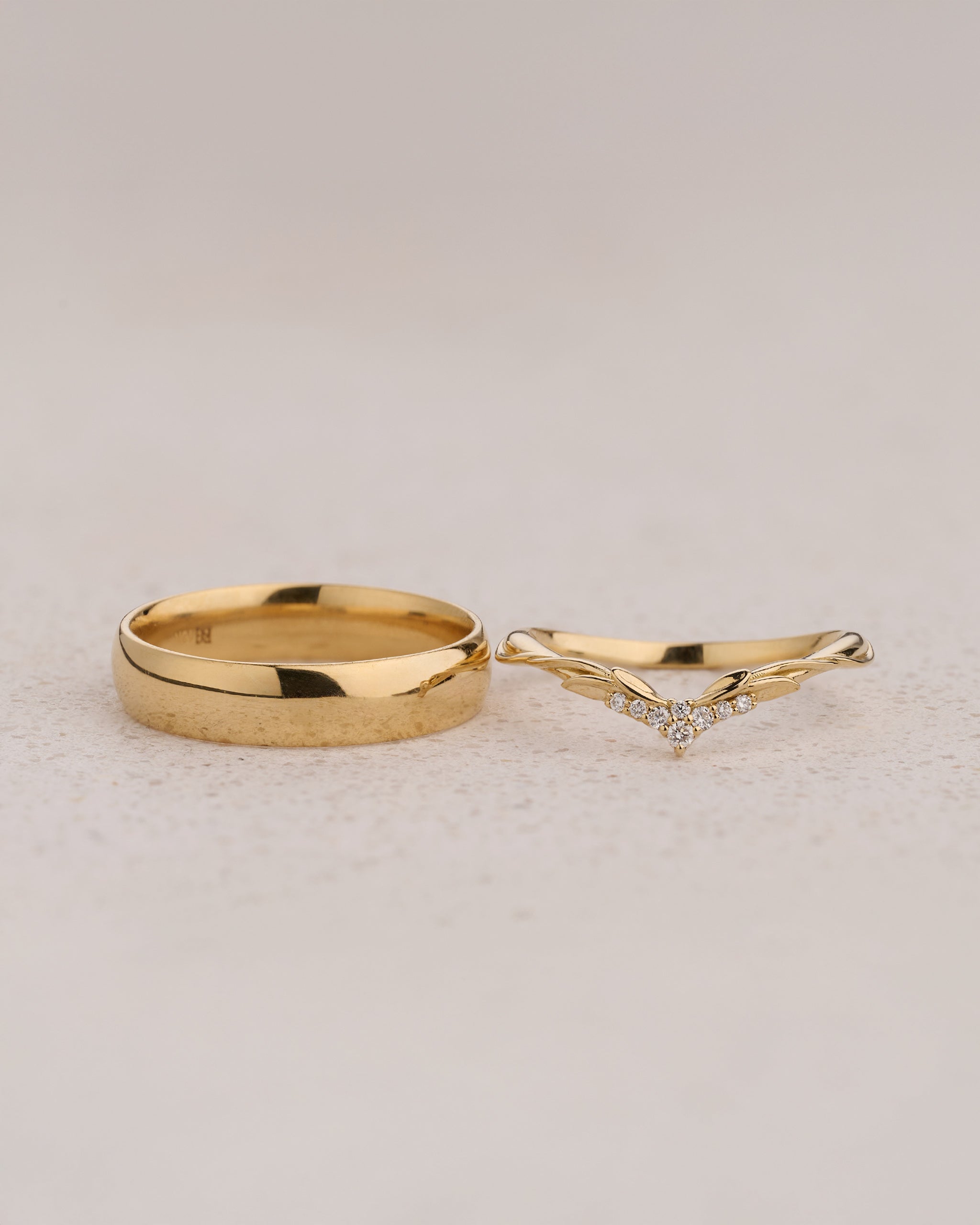 Wedding Bands Set for a Couple with Matching Diamond Ring for Ikar - Eden Garden Jewelry™