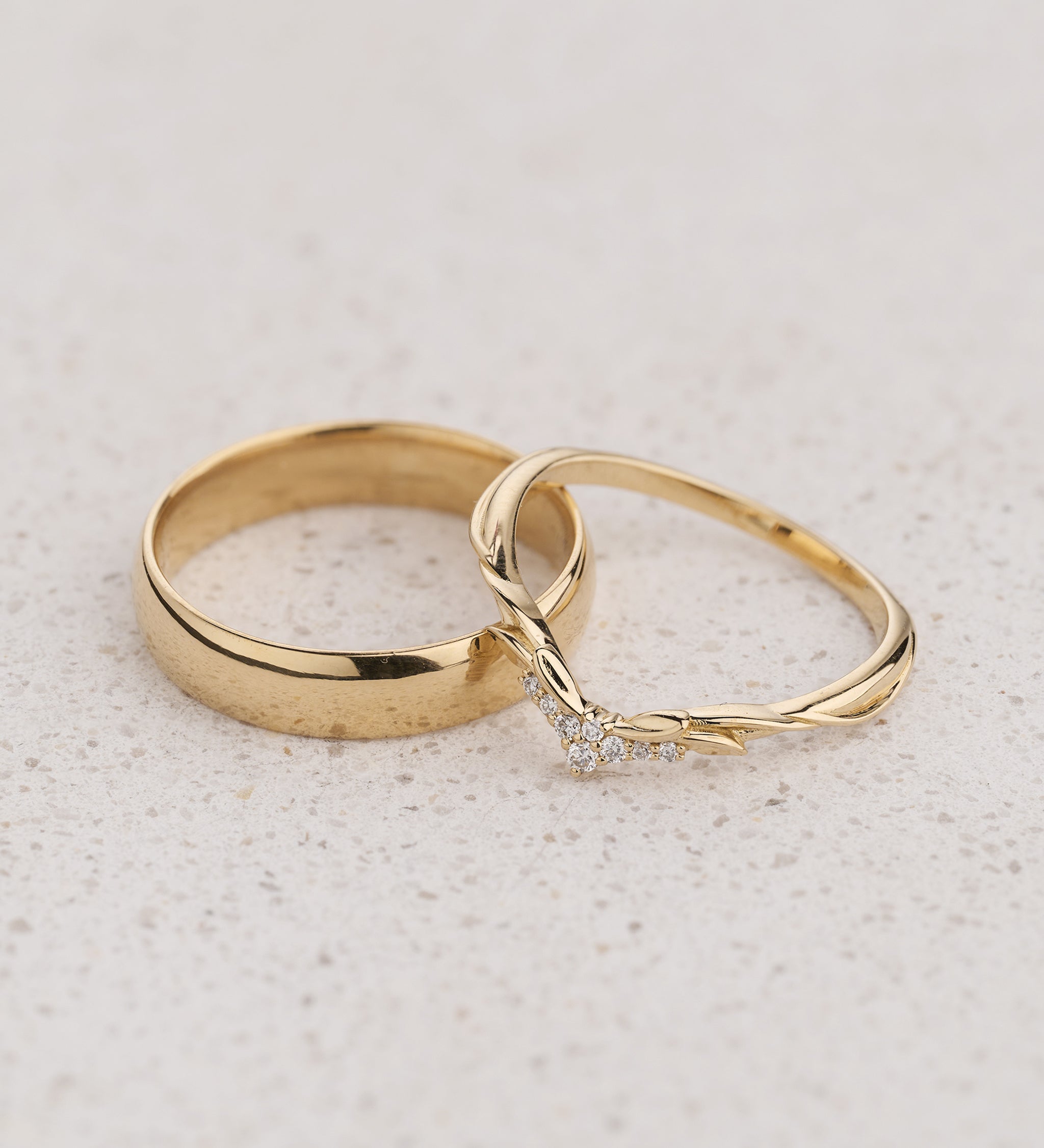 Wedding Bands Set for a Couple with Matching Diamond Ring for Ikar - Eden Garden Jewelry™