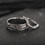 Wedding Bands Set of Callisto Band with Black Diamonds & Matching Ring for Undina