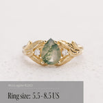 READY TO SHIP: Wisteria engagement ring with moss agate and diamonds, 14K yellow gold,  AVAILABLE RING SIZE: 5.5 - 9.5 US - Eden Garden Jewelry™