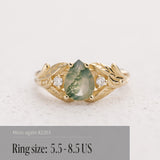 READY TO SHIP: Wisteria engagement ring with moss agate and diamonds, 14K yellow gold,  AVAILABLE RING SIZE: 5.5 - 9.5 US - Eden Garden Jewelry™