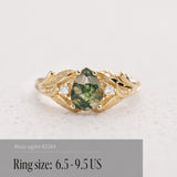 READY TO SHIP: Wisteria engagement ring with moss agate and diamonds, 14K yellow gold,  AVAILABLE RING SIZE: 5.5 - 9.5 US - Eden Garden Jewelry™