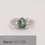 READY TO SHIP: Wisteria engagement ring with moss agate and diamonds, 14K white gold,  AVAILABLE RING SIZE: 4.5 - 9.5 US - Eden Garden Jewelry™