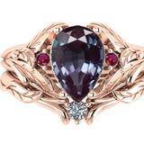 Payment plan: Wisteria bridal set with alexandrite and lab rubies (3 installments) - Eden Garden Jewelry™