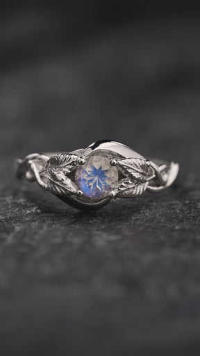 Woman Engagement Ring with Moonstone in White Gold / Azalea - Eden Garden Jewelry™
