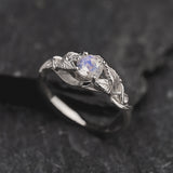 Woman Engagement Ring with Moonstone in White Gold / Azalea - Eden Garden Jewelry™