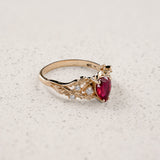 Woodland Engagement Ring with Pear-cut Ruby and Diamonds / Japanese Maple - Eden Garden Jewelry™