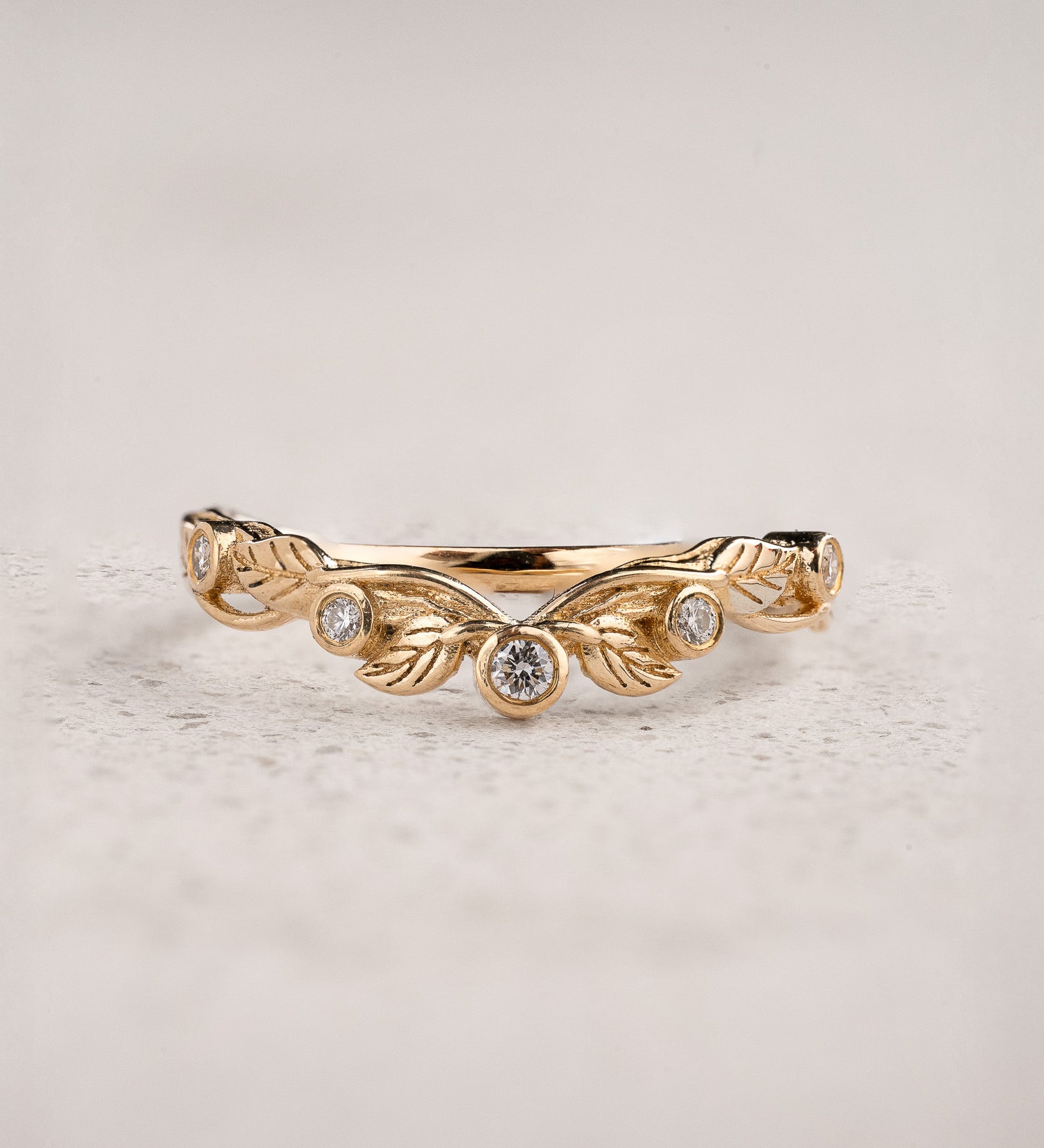 Wreath Wedding Band With Diamonds, Matching Band For Arius - Eden Garden Jewelry™